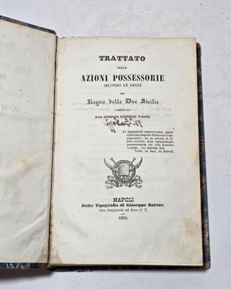 Libro Antico 1845 Trattato azion Possessorie Volpe