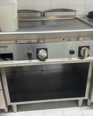 Fry top gas piastra 1/3 rigata cromata