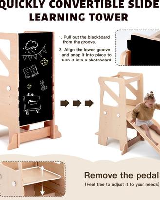 Torre Montessori Labebe 4in1 con Lavagna e Scivolo