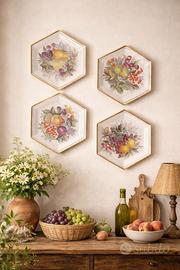 Set di 4 piatti esagonali da decorazione
