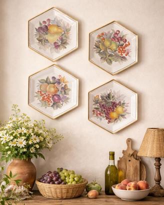 Set di 4 piatti esagonali da decorazione