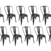 Set di 10 sedie industriali in metallo - Maggie