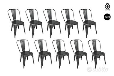 Set di 10 sedie industriali in metallo - Maggie