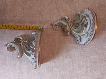Mensole decorative in ceramica stile barocco, bian
