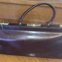 Borsa bauletto vintage in cuoio marrone
