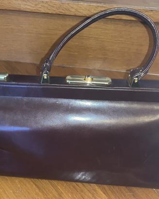 Borsa bauletto vintage in cuoio marrone