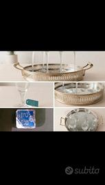 Set Bohemia vassoio rotondo argentato con 6 calici