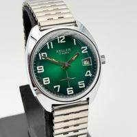 keller vintage watch nos swiss made 34mm green