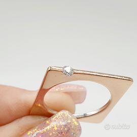 COD.1502.25 ANELLO ORO ROSE' QUADRATO 18K 750