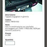 Tappeto Bagagliaio Suzuki Jimny 2019