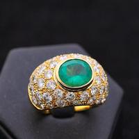 ANELLO DOME' ORO 18 KT BRILLANTI 2.77CT E SMERALDO