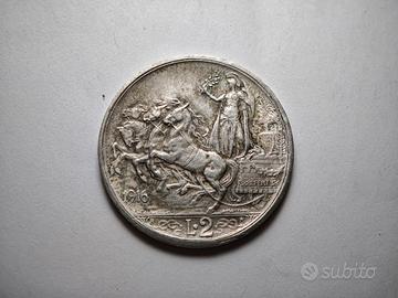 Regno d'Italia 2 Lire 1916 Quadriga  Falso d'epoca