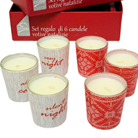 SET NATALE 6 CANDELE VOTIVE_VETRO CON CERA AVORIO