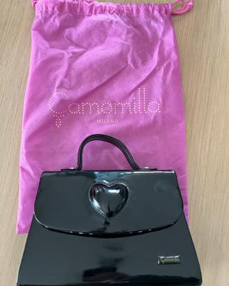 Borsa a mano in vernice nera Camomilla