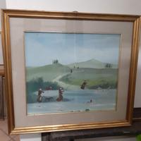 Quadro tempera naif pittore Terzi