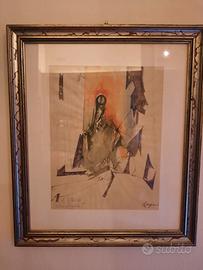 Piero Ruggeri quadro tecnica mista anni 70