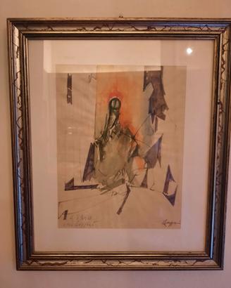 Piero Ruggeri quadro tecnica mista anni 70