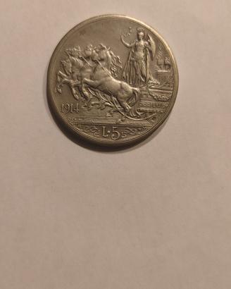 5 lire del 1914 "quadriga briosa"