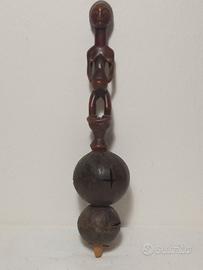 Antico sonaglio rituale Luba-Hemba in legno -Congo