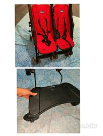 passeggino gemellare Chicco + pedana per passeggin