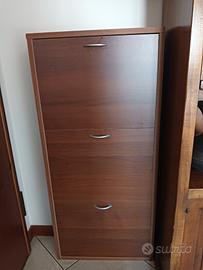 scarpiera salvaspazio sottile 3 ante Legno noce sc
