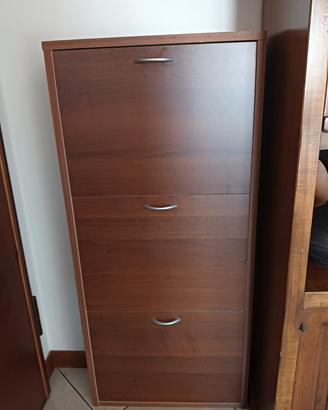 scarpiera salvaspazio sottile 3 ante Legno noce sc