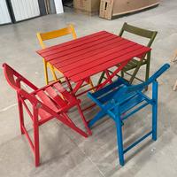 Set 1 tavolo e 4 sedie colorate pieghevoli legno