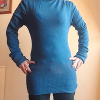 Maglione lungo a dolcevita blu petrolio - EFFETTI 
