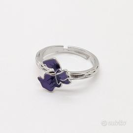 Anello Fiore Iris Orchidea Viola Misura Regolabile