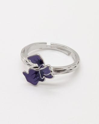Anello Fiore Iris Orchidea Viola Misura Regolabile