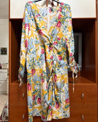 Abito drappeggiato floreale SHEIN Curve tg 2XL