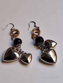 Orecchini pendenti in metallo bianco 