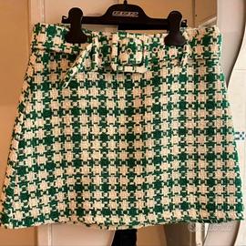 Gonna corta scozzese verde e bianco