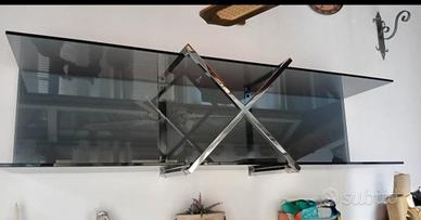 doppia mensola in vetro fumé 