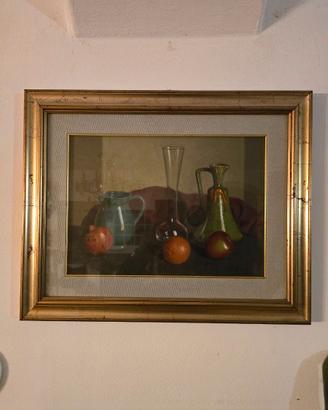 Quadro di Alfonso Levoni, anno 1980, Frutta e vaso