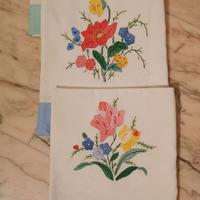 Set di 3 Asciugamani in Lino Ricamati a Mano