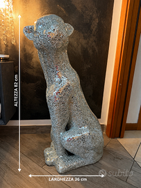 Pantera decorativa in ceramica con mosaico specchi
