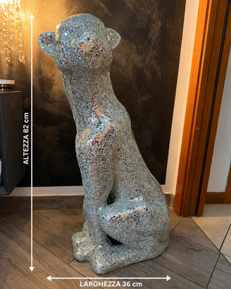 Pantera decorativa in ceramica con mosaico specchi