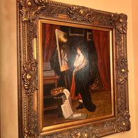 Quadro Antico Dipinto a Mano con Cornice Dorata