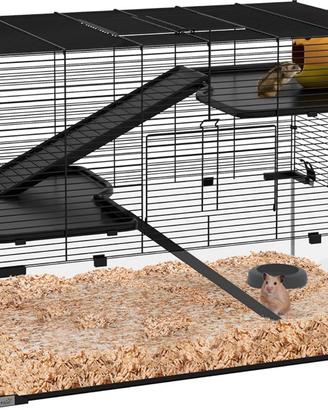 Gabbia PawHut per roditori con base in vetro.
