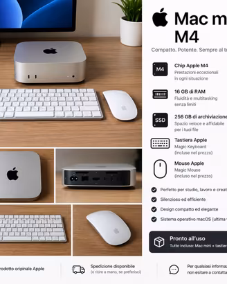 Mac mini m4 con tastiera e mouse apple