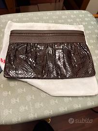 Borsa pochette vintage Essepy pelle marrone/pitone