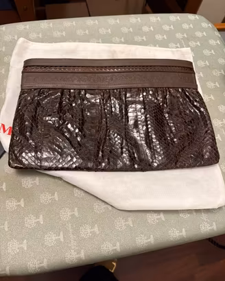 Borsa pochette vintage Essepy pelle marrone/pitone