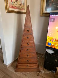 Cassettiera Etnica a Piramide in Legno Massello