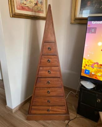 Cassettiera Etnica a Piramide in Legno Massello