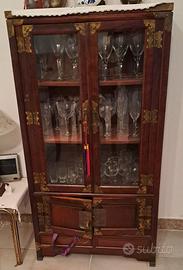 Vetrina in legno massello stile orientale/colonial