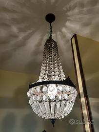 Lampadario vintage a gocce in cristallo