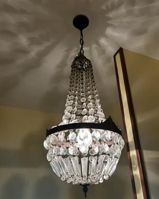 Lampadario vintage a gocce in cristallo