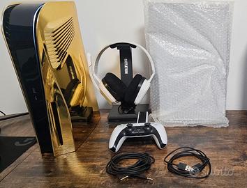 PS5 fat Gold skin + cuffie Astro A10+EspansioneUSB