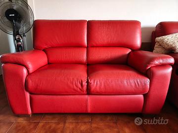 Divano rosso 2 posti in vera pelle 